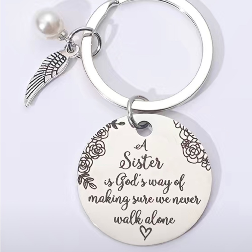 Sisters silvery keychain